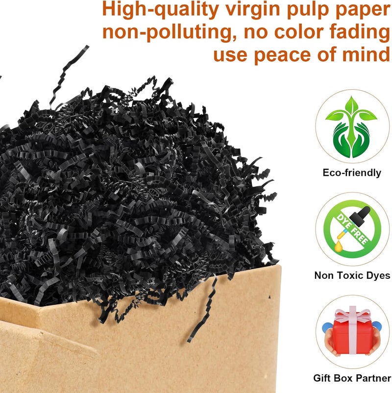 Darfukei Shredded Paper For Gift Baskets, 1/2LB (8 oz) Black Crinkle Paper Filler, Crinkle Cut Paper Shred For Birthdays, Weddings,Boxes Bags,Halloween Basket Filler,Anniversaries,Gift Wrapping - Image 2